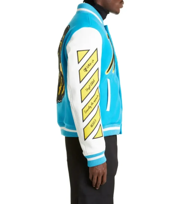 Off-White Sky Blue and White Varsity Jacket