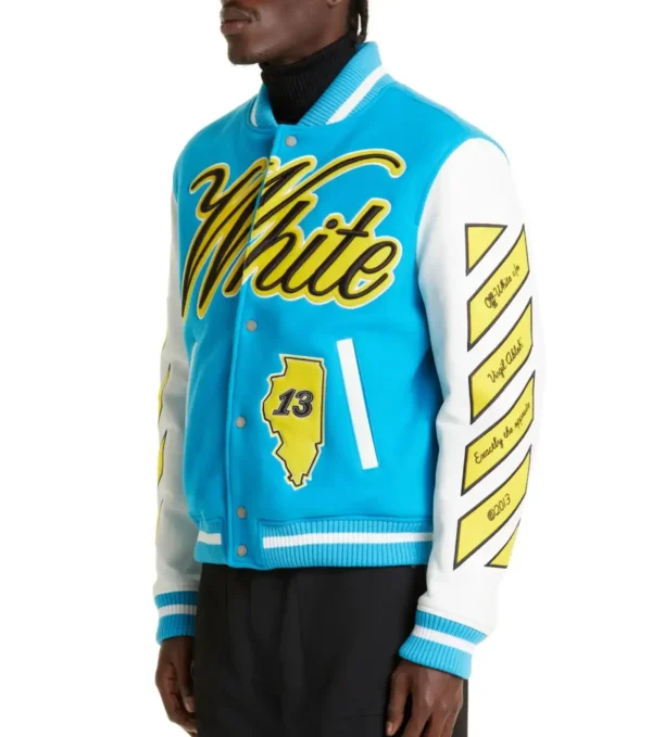 Off-White Sky Blue and White Varsity Jacket