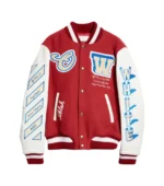 Off-White Red and White Varsity Jacket