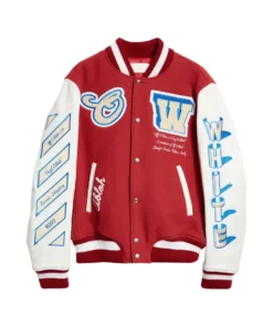 Off-White Red and White Varsity Jacket