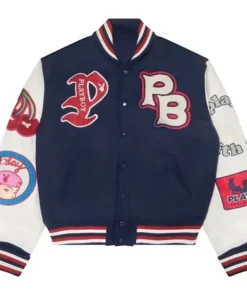 Playboy Championship Navy Blue And White Varsity Jacket