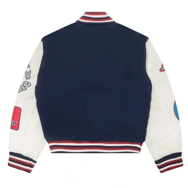 Playboy Championship Navy Blue And White Varsity Jacket