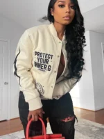 Protect Your Inner G Gang White Varsity Jacket