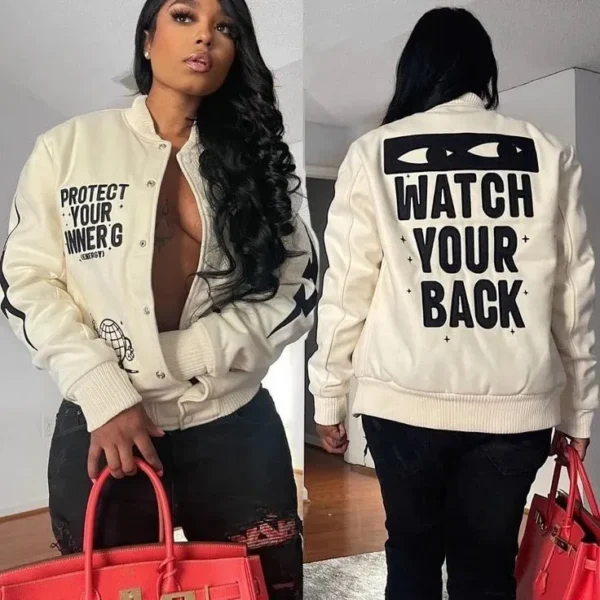 Protect Your Inner G Gang White Varsity Jacket
