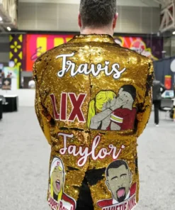 Super Bowl 2025 Taylor Swift Golden Sequined Jacket