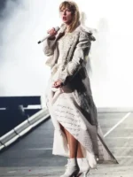 Taylor Swift Paris Eras Tour White Fringe Coat
