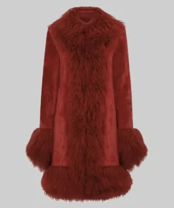Taylor Swift Red Suede Leather Fur Coat