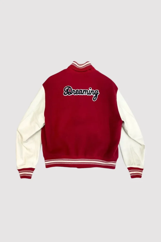 Pop Smoke Louis Vuitton Dreaming Red Varsity Jacket