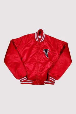 80’s Atlanta Falcons Red Satin Varsity Jacket