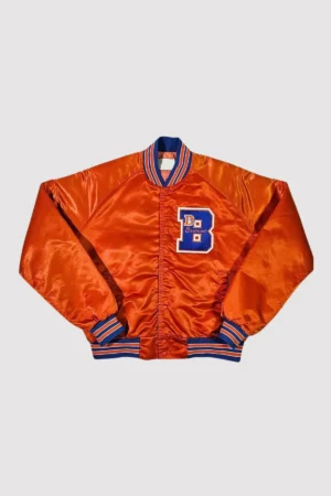 80’s Denver Broncos Orange Satin Varsity Jacket
