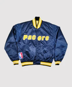 80’s Indiana Pacers Navy Blue Satin Varsity Jacket