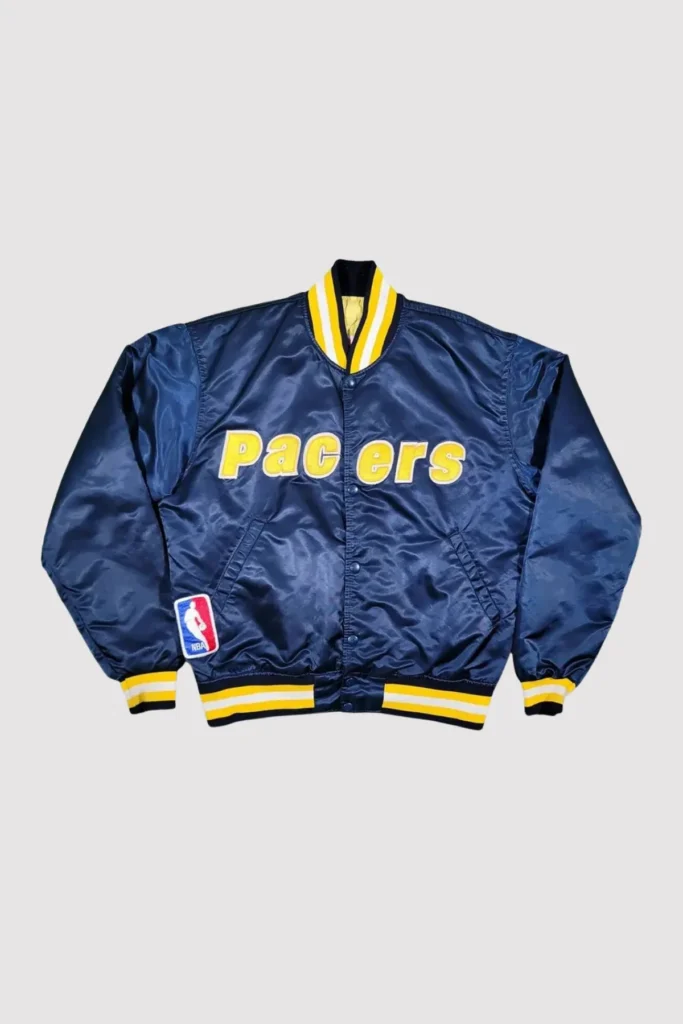 80’s Indiana Pacers Navy Blue Satin Varsity Jacket