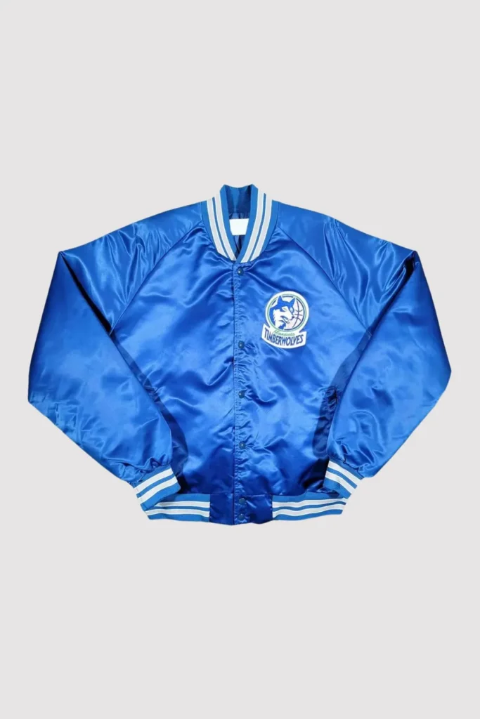 80’s Minnesota Timberwolves Blue Satin Varsity Jacket