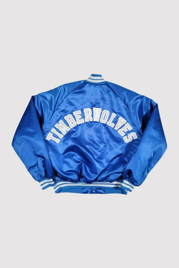 80’s Minnesota Timberwolves Blue Satin Varsity Jacket