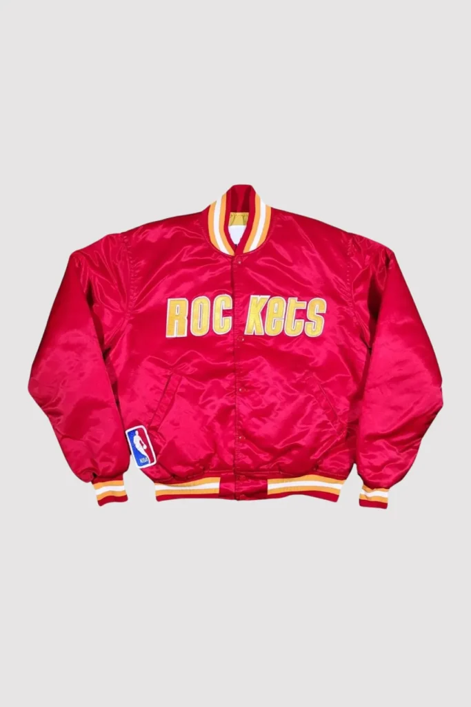 90’s Houston Rockets Red Satin Varsity Jacket