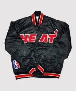 90’s Miami Heat Black Satin Varsity Jacket