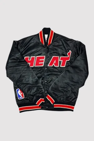 90’s Miami Heat Black Satin Varsity Jacket