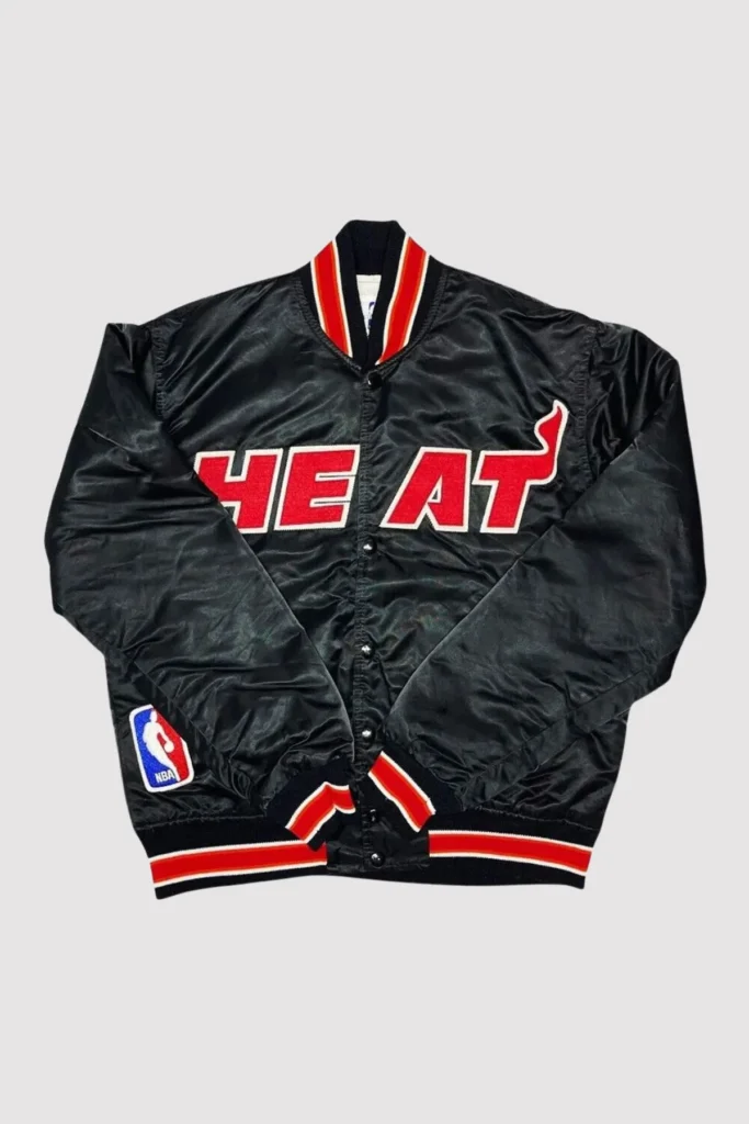 90’s Miami Heat Black Satin Varsity Jacket
