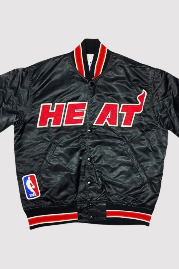 90’s Miami Heat Black Satin Varsity Jacket