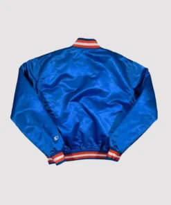 90’s New York Knicks Blue Satin Bomber Jacket