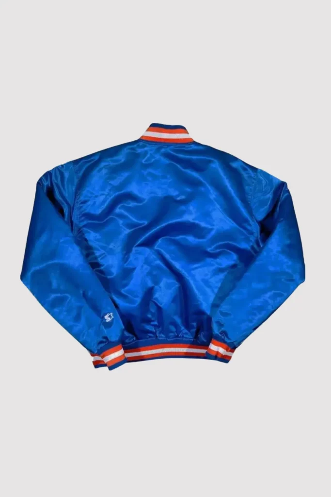 90’s New York Knicks Blue Satin Bomber Jacket