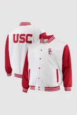Birdseye USC Trojans Red and White Satin Varsity Jacket