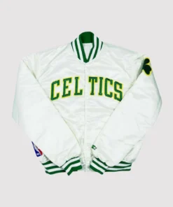 Boston Celtics 90’s White Satin Varsity Jacket