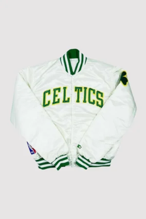 Boston Celtics 90’s White Satin Varsity Jacket