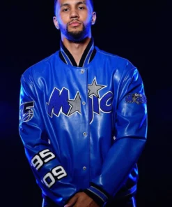 Orlando Magic Jeff Hamilton Blue Leather Varsity Jacket