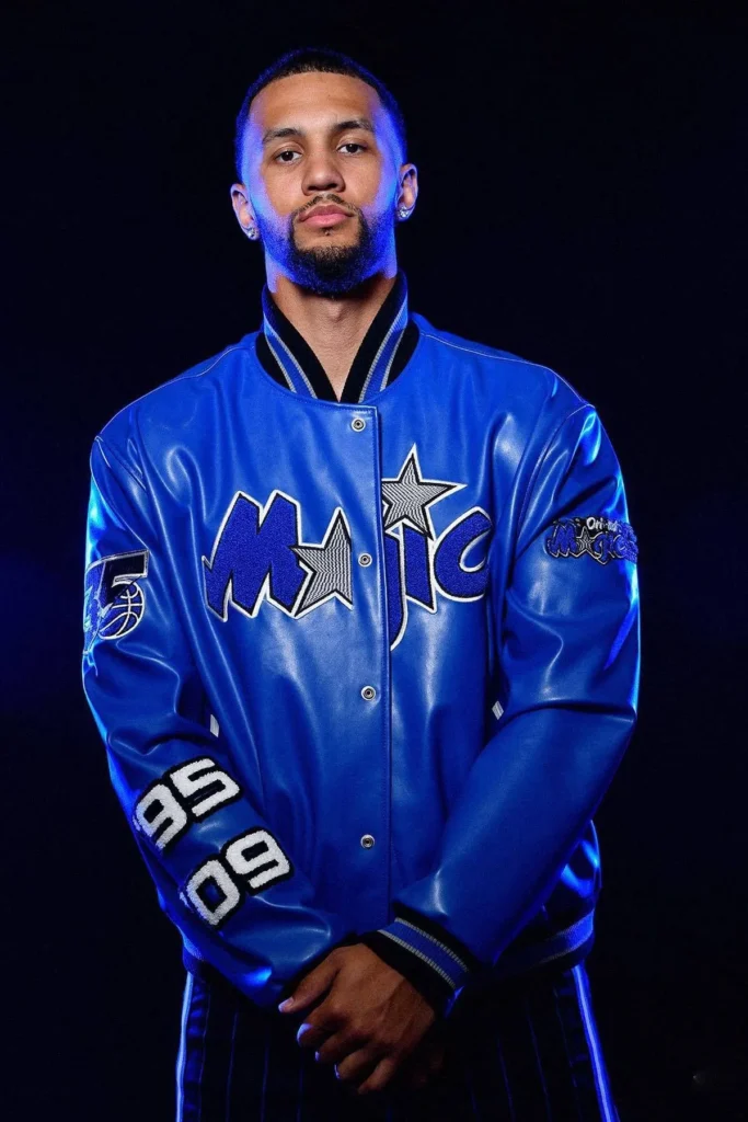 Orlando Magic Jeff Hamilton Blue Leather Varsity Jacket