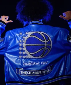 Orlando Magic Jeff Hamilton Blue Leather Varsity Jacket