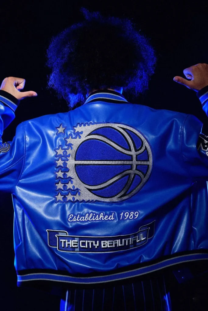 Orlando Magic Jeff Hamilton Blue Leather Varsity Jacket