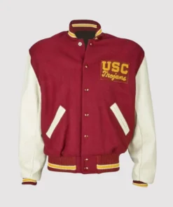 USC Trojans 80s Burgundy Wool Varsity Jacket