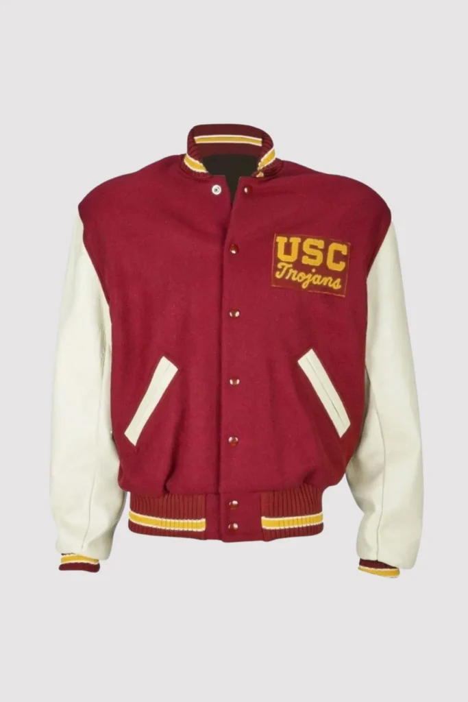 USC Trojans 80s Burgundy Wool Varsity Jacket