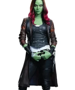 Zoe Saldana Guardians of the Galaxy Vol 2 Leather Coat