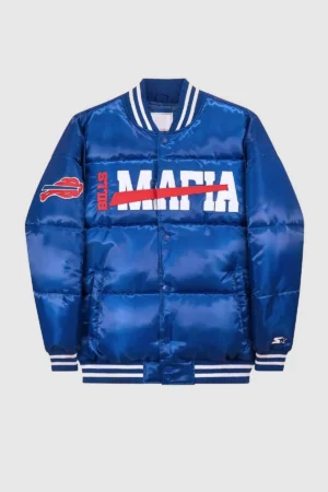 Buffalo Bills Mafia Blue Puffer Varsity Jacket
