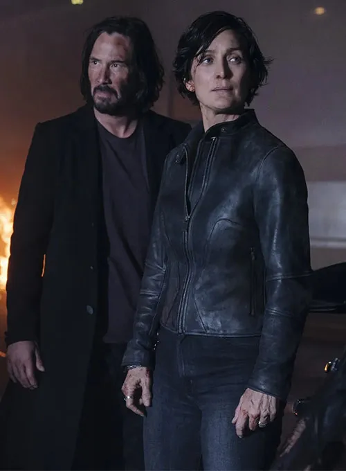 Carrie Anne Moss The Matrix Resurrections Leather Jacket