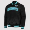 Charlotte Hornets Black Hardwood Classics Satin Varsity Jacket