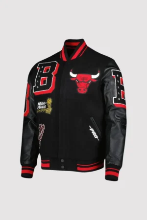 Chicago Bulls NBA 6x Finals Champions Black Varsity Jacket