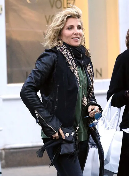 Elsa Pataky Black Leather Jacket
