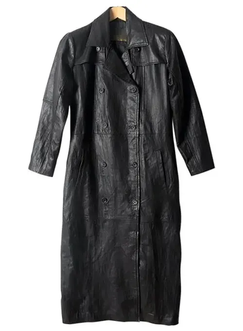 Gambit Black Leather Trench Coat