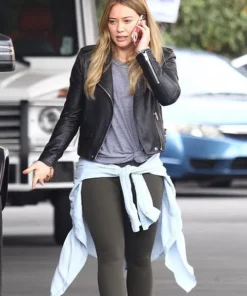 Hilary Duff Black Leather Jacket