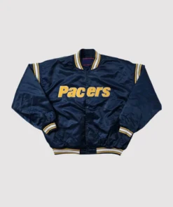 Indiana Pacers Navy Satin Varsity Jacket
