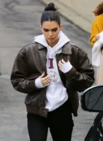 Kendall Jenner Dark Brown Leather Jacket
