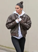 Kendall Jenner Dark Brown Leather Jacket