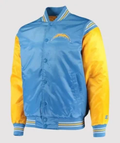 LA Chargers Light Blue and Yellow Satin Varsity Jacket