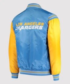 LA Chargers Light Blue and Yellow Satin Varsity Jacket