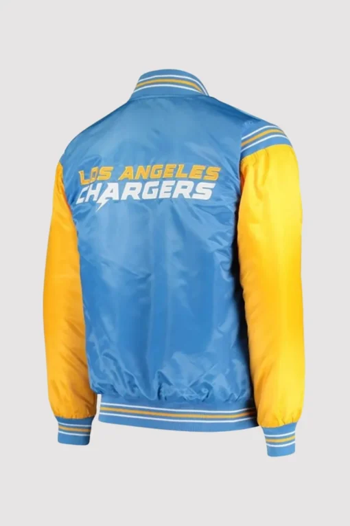 LA Chargers Light Blue and Yellow Satin Varsity Jacket
