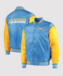 LA Chargers Light Blue and Yellow Satin Varsity Jacket