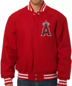 Los Angeles Angels Letterman Red Wool Varsity Jacket